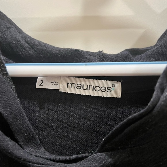 Black long sleeve top with hood and lace sleeves - Picture 3 of 4